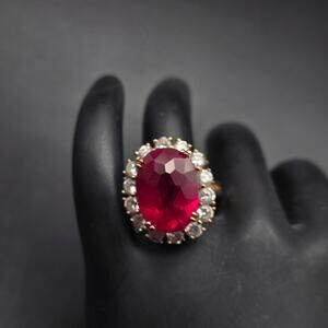 JBK Jacqueline Kennedy Ruby Ring 925 Size 8 Sterling Silver